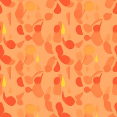 Abstract Orange Pattern: Vibrant, organic shapes in warm hues of orange and yellow create a playful, modern, and seamless pattern.  This abstract design is ideal for textiles, home decor.