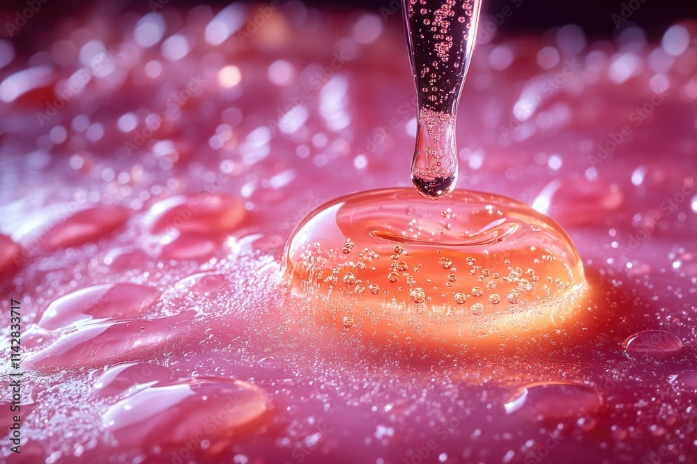 Aufkleber a single droplet of liquid falls from a clear glass container into a background