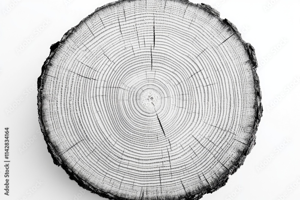 Poster A close-up shot of a tree stump in monochrome, ideal for use in graphic design or as a symbol of nature