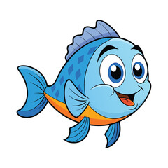 Fototapeta premium A Playful Cartoon Cute Bluegill Fish
