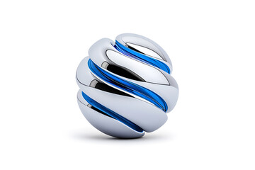 3d Abstract chrome metal glossy dynamic form shape isolated on white background