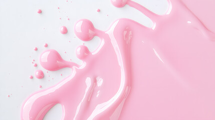 Pastel color pink paint or cream dripping from top on a white background	