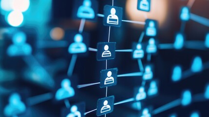 A group of people connected to a network, with various devices and cables