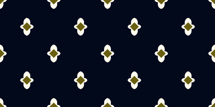 Damask medallion pattern abstract diamond shape geometric motif classic blue continuous background. Oriental style modern lux fabric design textile swatch ladies dress, man shirt all over print block.