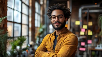 A man with glasses and a beard is smiling for the camera