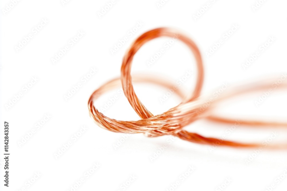 Poster close-up shot of a twisted wire on a white background, suitable for use in illustrations and designs