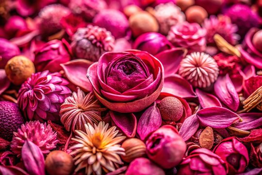 Pink Abstract Macro Background, 50MP Potpourri Prints, Round Trip, Artistic Photography