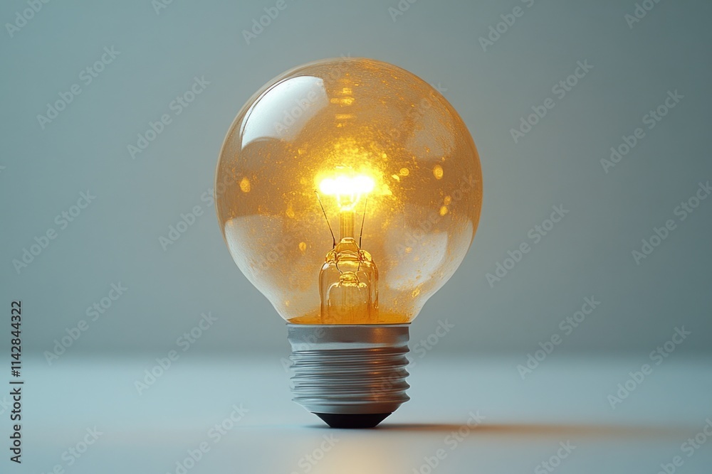 Poster a single yellow light bulb sits on a table, ready for use