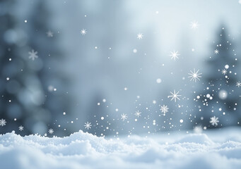 snowflakes fall softly gray winter evening sky adorned twinkling stars gentle white