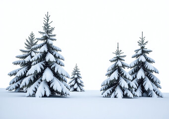 Obraz premium snowy evergreen trees serene winter landscape pristine white