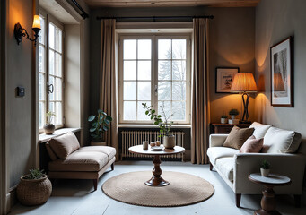 snowy morning vintage charm creates cozy elegant rustic home