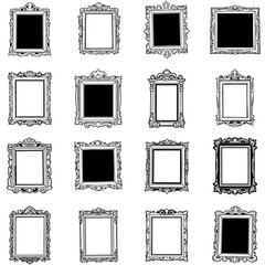 Set of decorative vintage frames. Abstract frames. Vector illustration