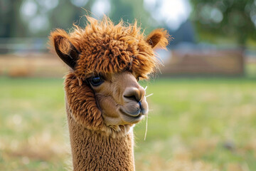 Obraz premium Generated AI portrait of cute alpaca lama