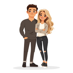 Fototapeta premium Cute Couple with Barbiecore Style – Trendy Vector Illustration for Fashion & Pop Culture Designs 