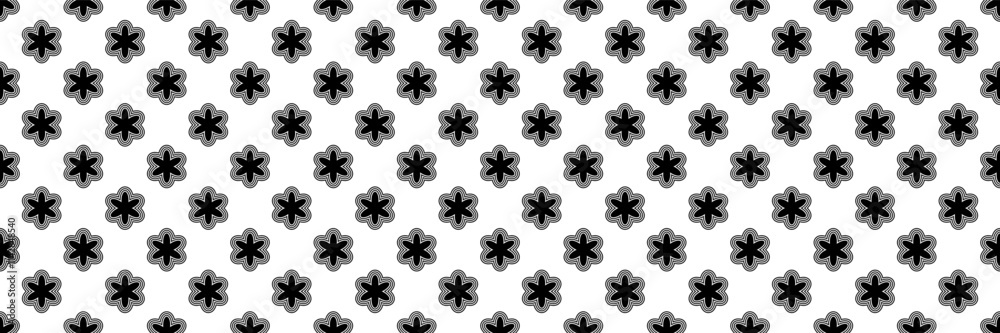 Poster horizontal seamless of black flower design for pattern and background.