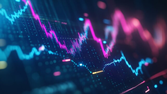 Modern Investment Graph with Bright Lines and Isolated Background