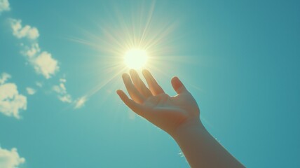 太陽に向かってかざす手