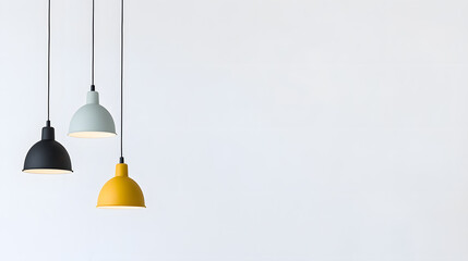 Modern pendant lamp hanging, isolated on a white background