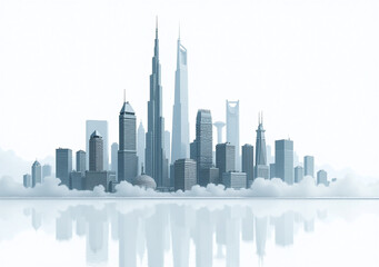 Fototapeta premium futuristic cityscape looms large pristine white backdrop striking visual