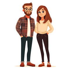 Fototapeta premium Casual Couple in Relaxed Style – Effortless Fashion Illustration 