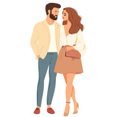 Elegant Couple in Chic Style – Sophisticated Fashion Illustration
