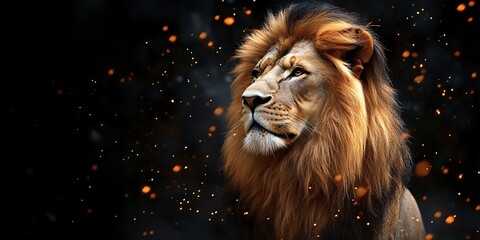 Naklejka premium Majestic Lion Crowned with Christian Symbolism