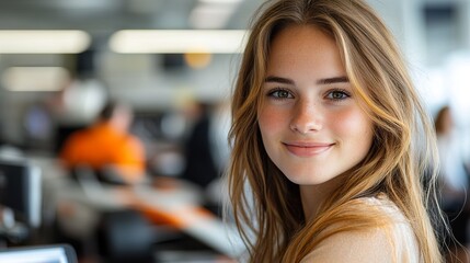 Portrait of a Smiling Young Woman at a Professional Racing Event