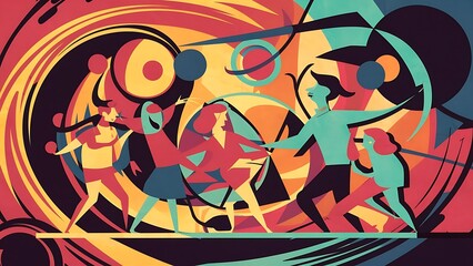 Retro abstract geometric background the poster with the flat figures vector illustration