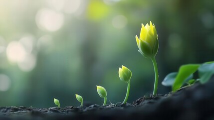 illustration of a plant's life cycle from seedling to maturity, symbolizing growth, development, and natural progression in life's journey