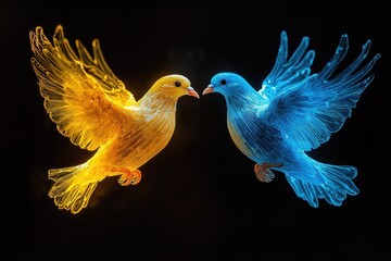 Fototapeta premium A pair of birds flying side by side
