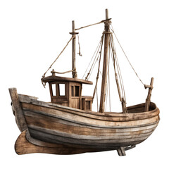 old wooden boat isolated
