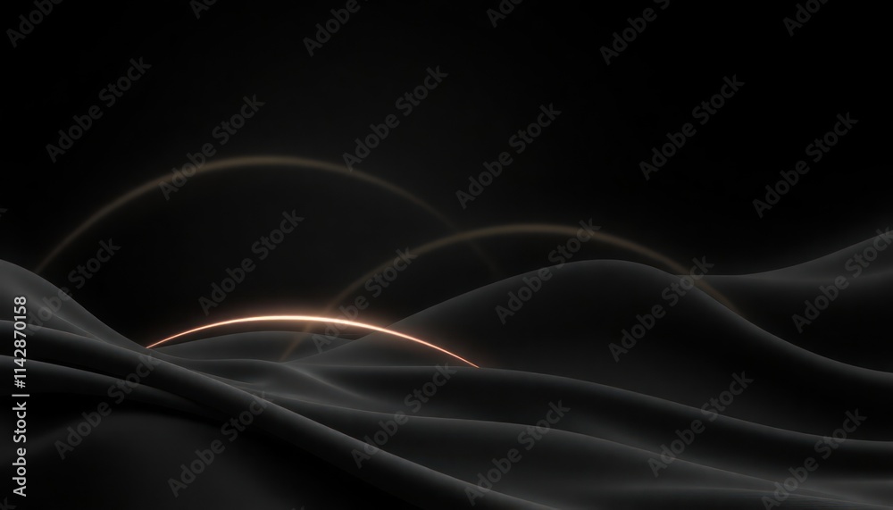Poster abstract black background with glowing arcs. modern and visually striking design. gradient effect cr