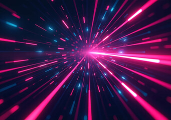 Fototapeta premium futuristic neon glowing lines create high tech abstract