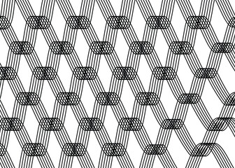Retro black and white geometric pattern background, vector abstract circle, triangle and square lines art. Trendy bauhaus pattern backgrounds op-art set