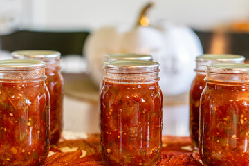 Home canned salsa in fall