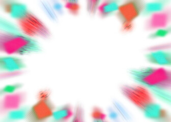 An abstract transparent iridescent color blur burst design element.