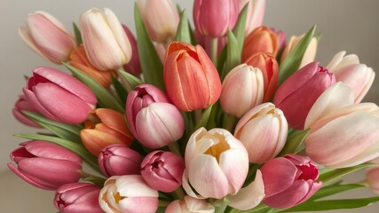 Fototapeta premium A vibrant bouquet of tulips, conveying a heartfelt message, design, red