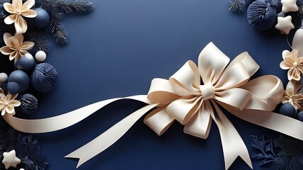 christmas background with bow and ribbon