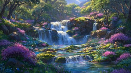 Cascading Waterfalls through Tropical Landscapes