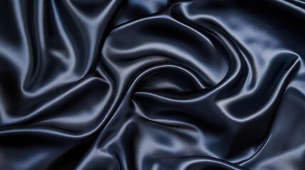 Fototapeta premium luxurious black silk satin fabric, elegantly draped, creating waves of soft, shimmering light and shadow. the image exudes sophistication, elegance, and timeless beauty