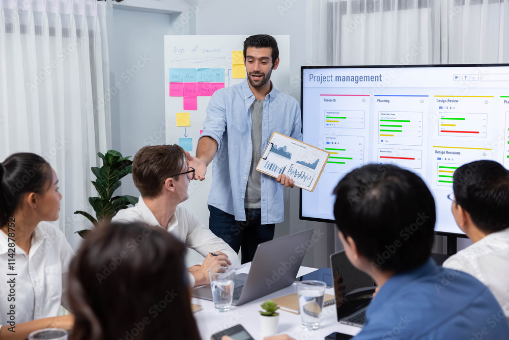 Aufkleber project manager communicate and collaborate with team using project management software display on m