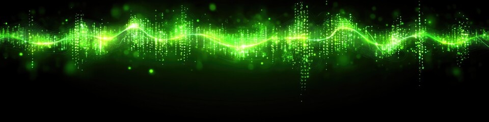 A vibrant green wave pattern representing sound or energy.