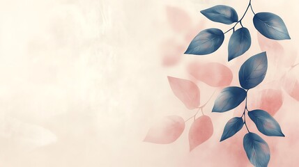 Delicate blue and pink leaves on a branch