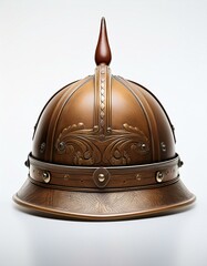 Naklejka premium Medieval Helmet Isolated on White Surface