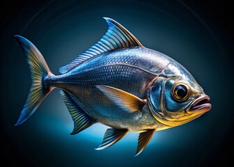 Fototapeta premium Rudderfish Product Photography: High-Resolution Images of Silver, Ocean, Fish, Seafood, Underwater, Wildlife, Marine Life, Pacific Ocean, Atlantic Ocean, Close-up, Detailed, Studio Shot,