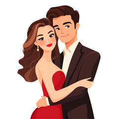 Cute Couple with Glam Style Vector Illustration | Elegant and Shiny Fashion Artwork for Logos & Digital Designs  

