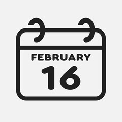 Icon page calendar day - 16 February