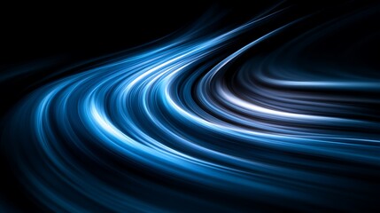 Abstract Blue Swirling Light Trails Dark Background