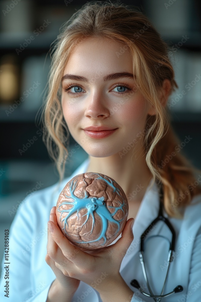 Leinwandbilder a scientist holds a donut while working in her laboratory setting