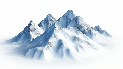 Obraz premium majestic snow-capped mountain peaks isolated on a pristine white background, showcasing their natural beauty and grandeur